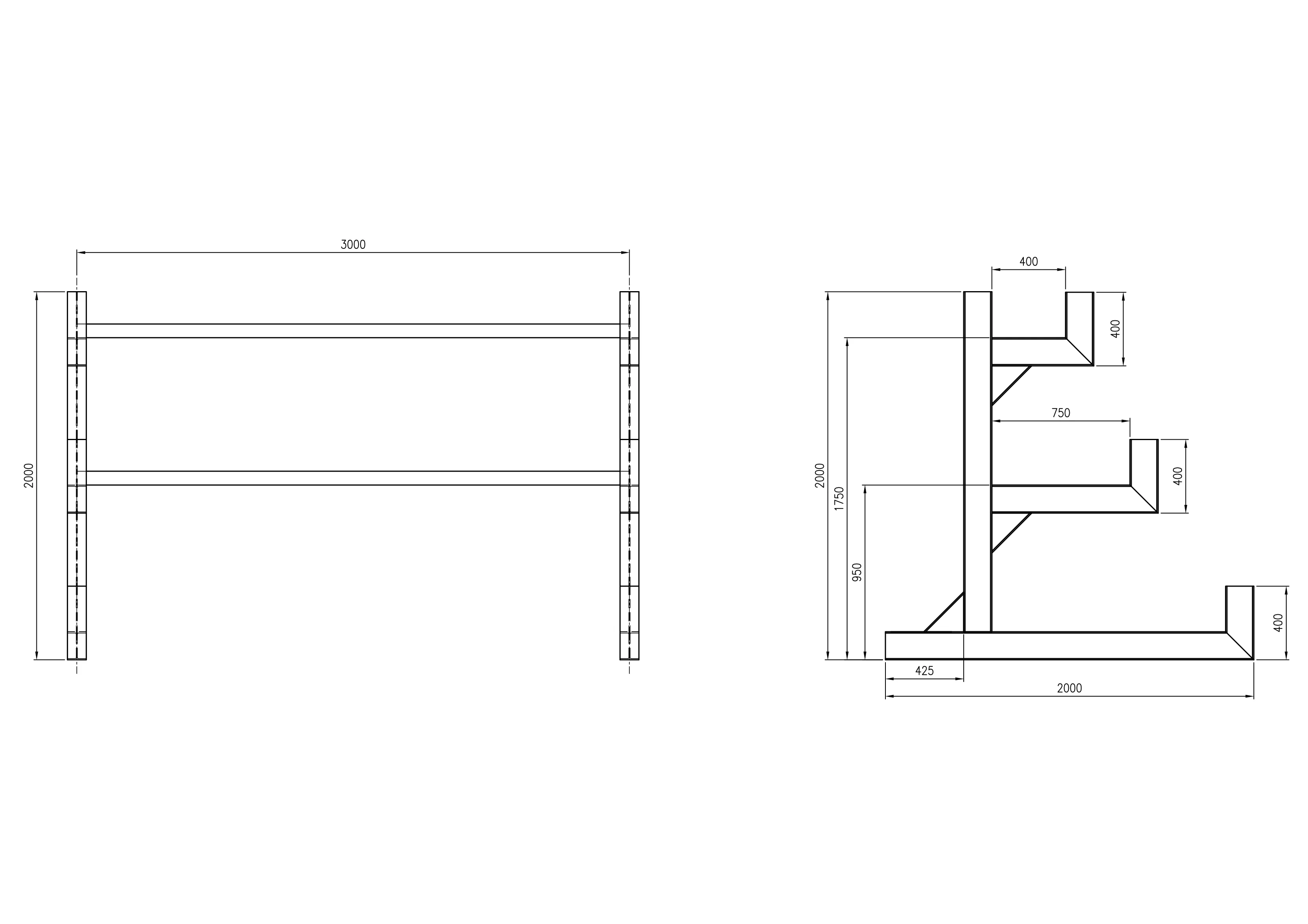 Rack Porta Perfis e Tubos Industrial com 2 e 3 Níveis